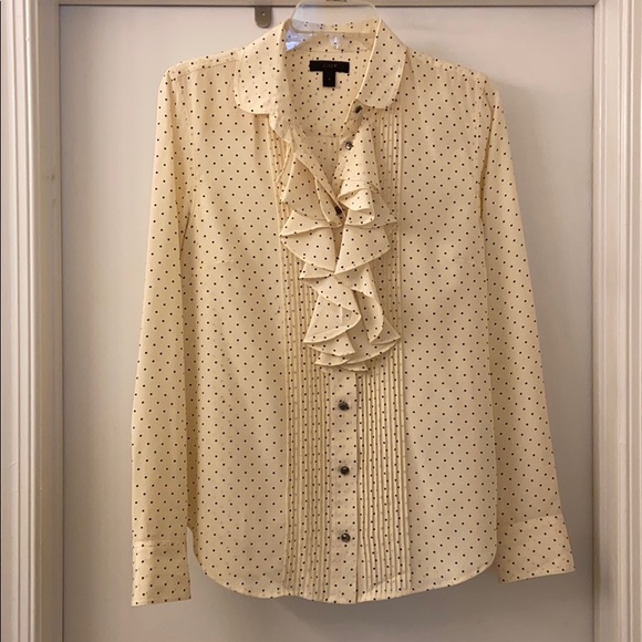 J. Crew Tops - J CREW SILK RUFFLE BUTTON UP